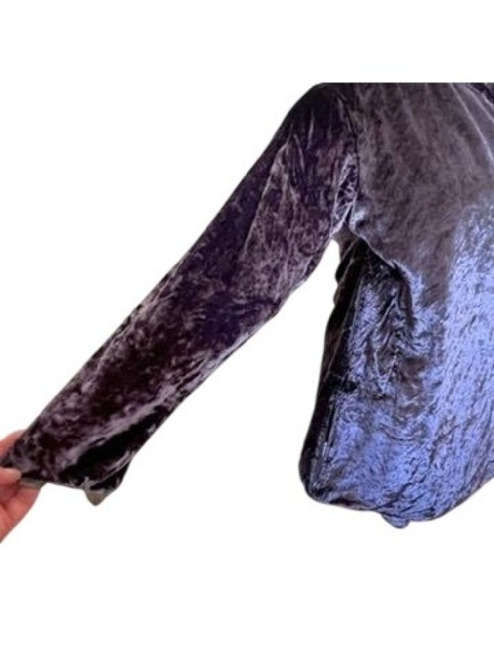 VTG Crushed Velvet Wrap Jacket Sz S Mandarin Collar Asymmetrical Boho Luxe Coat - Picture 6 of 14